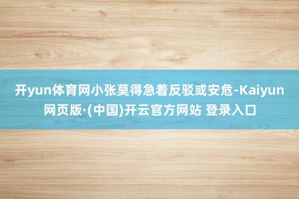 开yun体育网小张莫得急着反驳或安危-Kaiyun网页版·(中国)开云官方网站 登录入口