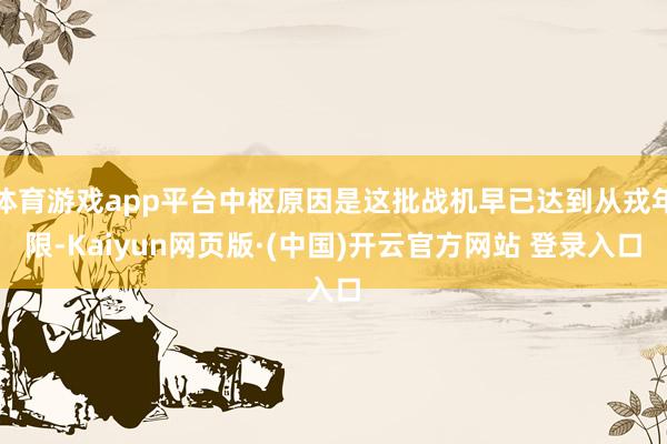 体育游戏app平台中枢原因是这批战机早已达到从戎年限-Kaiyun网页版·(中国)开云官方网站 登录入口