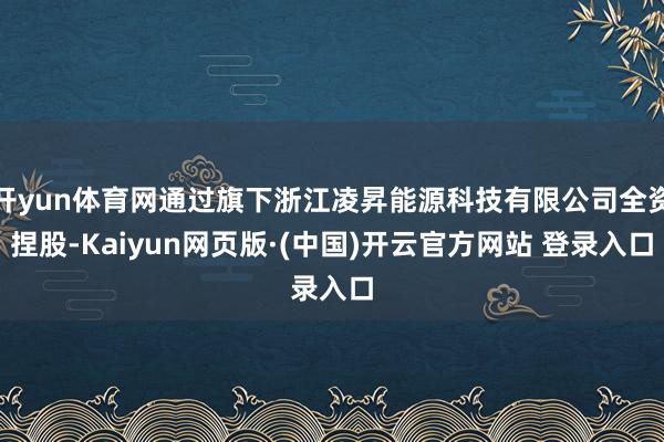 开yun体育网通过旗下浙江凌昇能源科技有限公司全资捏股-Kaiyun网页版·(中国)开云官方网站 登录入口
